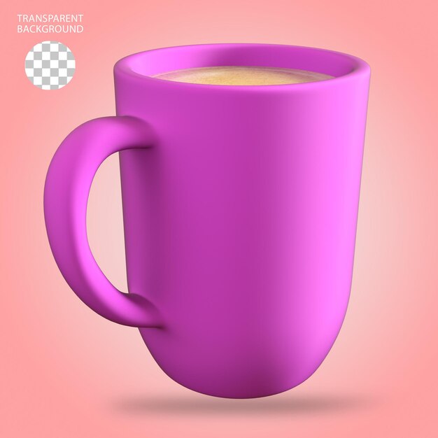 Ilustración renderizada en 3D de tazas de café y té aisladas