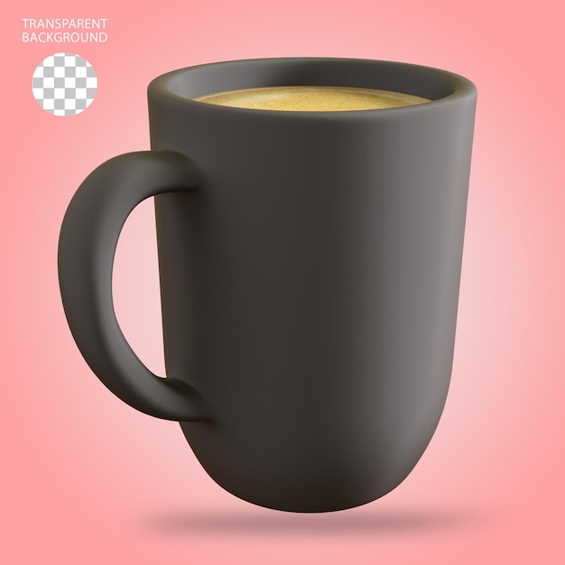 Ilustración renderizada en 3D de tazas de café y té aisladas