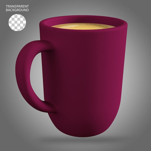 Ilustración renderizada en 3D de tazas de café y té aisladas