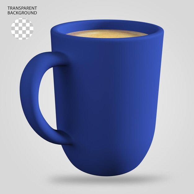 Ilustración renderizada en 3D de tazas de café y té aisladas