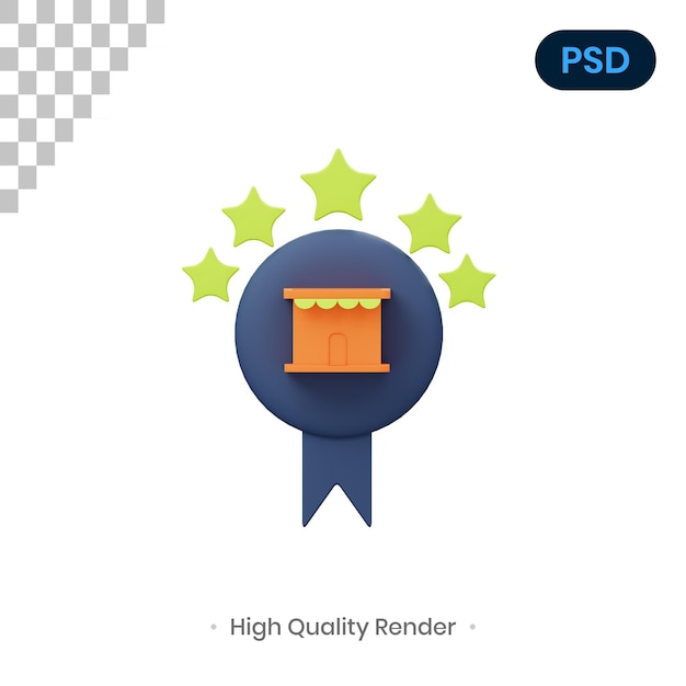 Ilustración de renderizado 3d de 5 estrellas premium psd