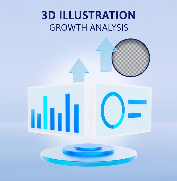 Ilustración de renderizado 3d de análisis de crecimiento