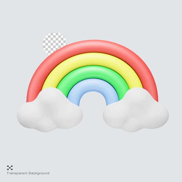 PSD ilustración de renderizado 3d de arco iris y nubes