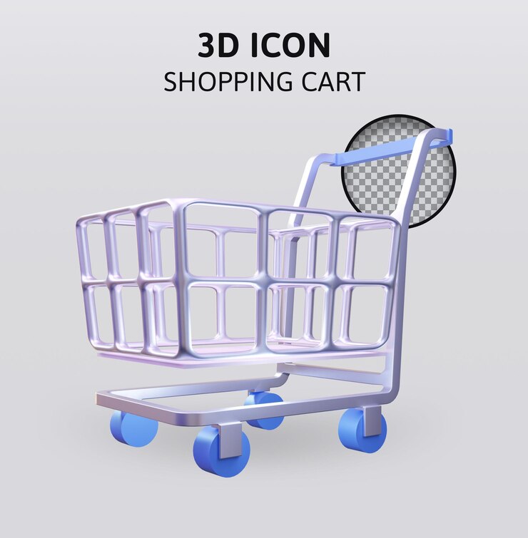 PSD ilustración de renderizado 3d de carrito de compras