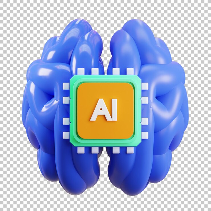 PSD ilustración de renderizado 3d del cerebro inteligente artificial aislado premium psd