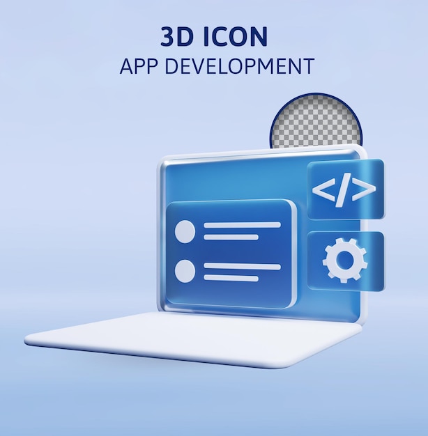 PSD ilustración de renderizado 3d de desarrollo de aplicaciones