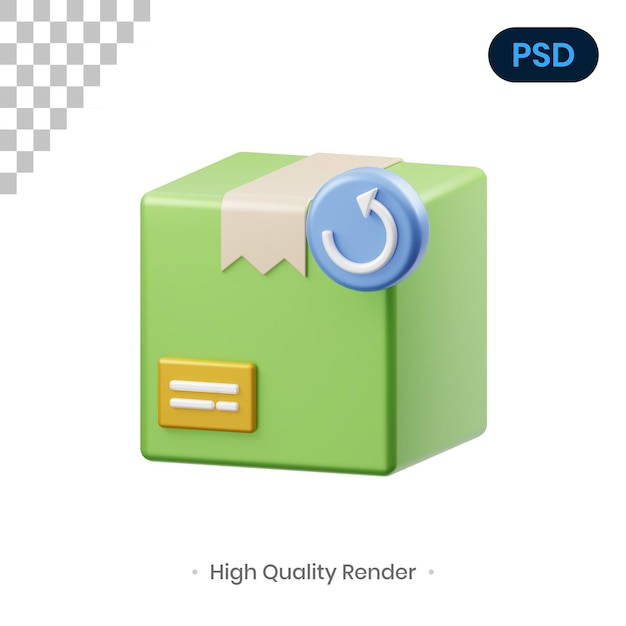 Ilustración de renderizado 3D de devolución de producto PSD premium