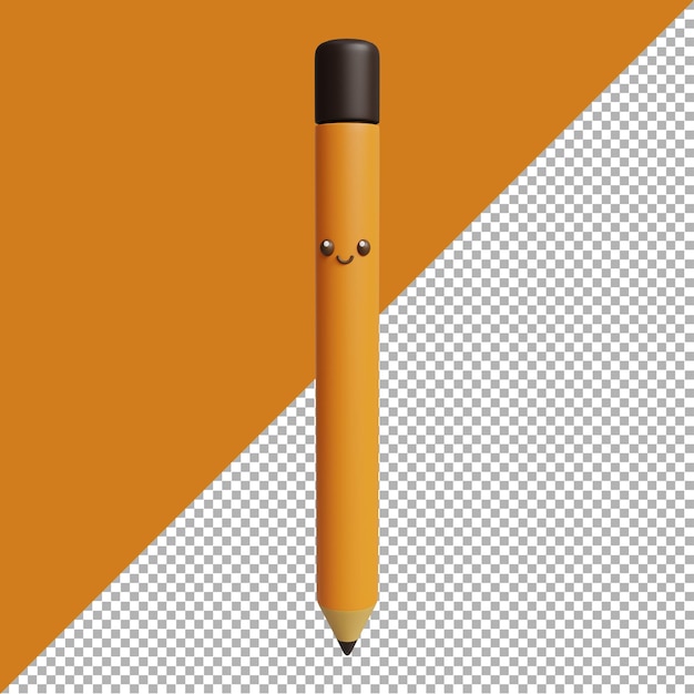 PSD ilustración de renderizado 3d de dibujos animados de lápices lindos del día mundial de la sonrisa