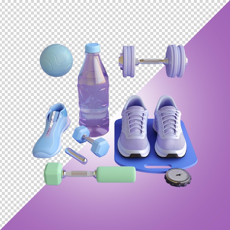 PSD ilustración de renderizado 3d equipo de fitness deportivo hombre aislado en fondo blanco