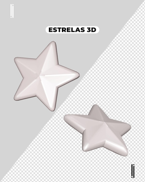 PSD la ilustración de renderizado 3d de la estrella de plata de psd está aislada