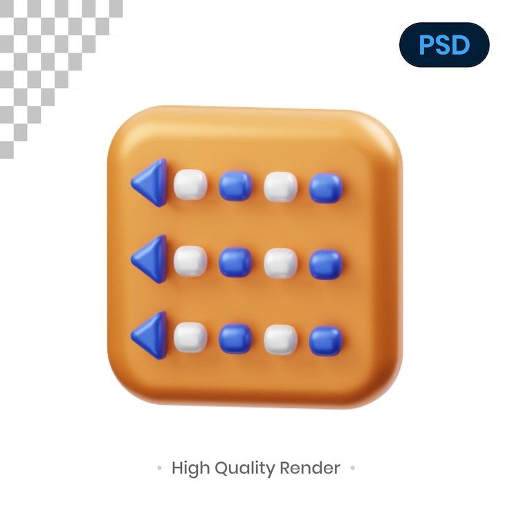 PSD ilustración de renderizado 3d de flecha psd premium