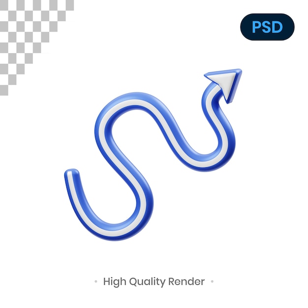 PSD ilustración de renderizado 3d de flecha psd premium