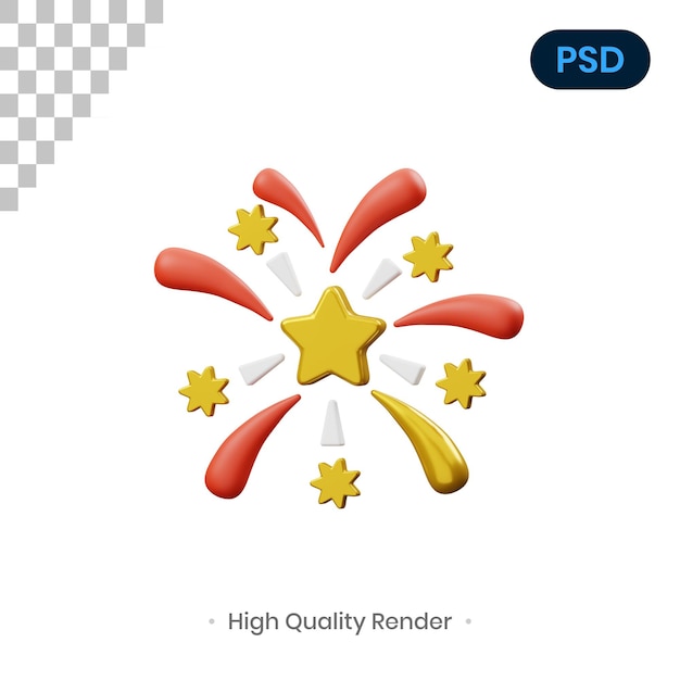 Ilustración de renderizado 3d de fuegos artificiales psd premium