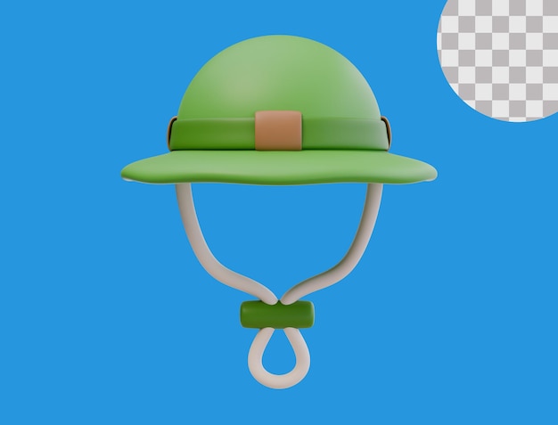 Ilustración de renderizado 3D gorra de campamento panama o sombrero de cubo Aventura de viaje de senderismo Ropa de protección