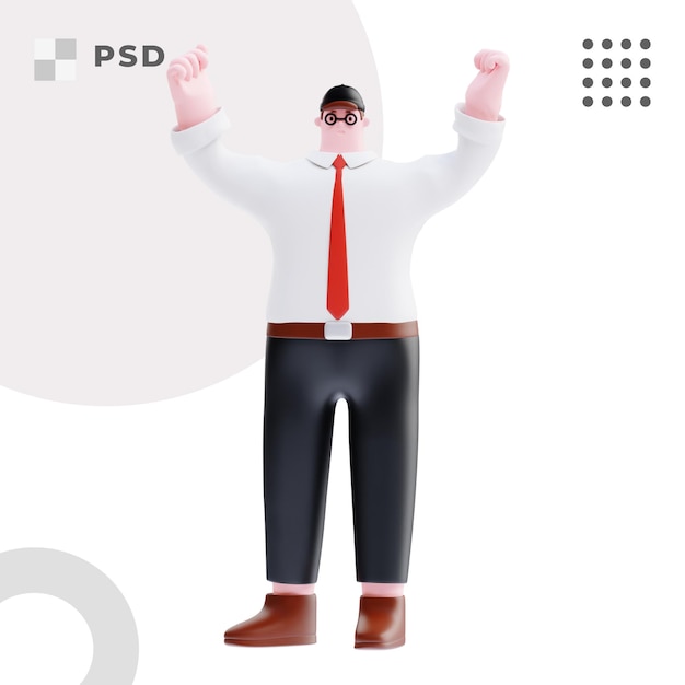 PSD ilustración de renderizado 3d de hombre de negocios feliz