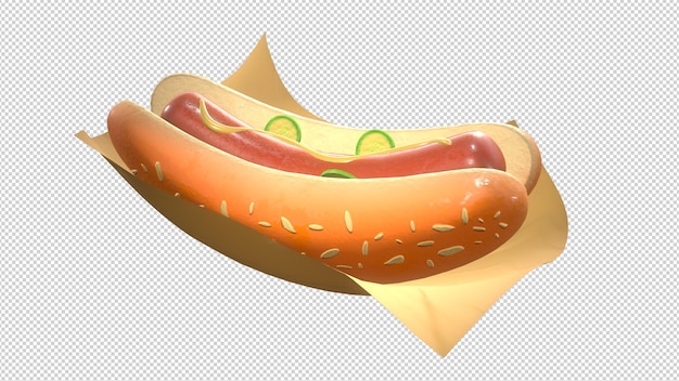 Ilustración de renderizado 3d de hot dog