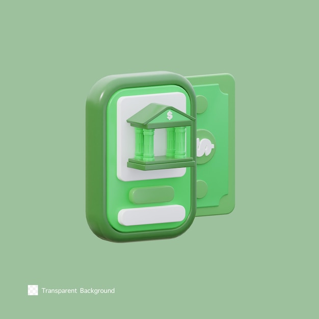Ilustración de renderizado 3d de icono de banca móvil