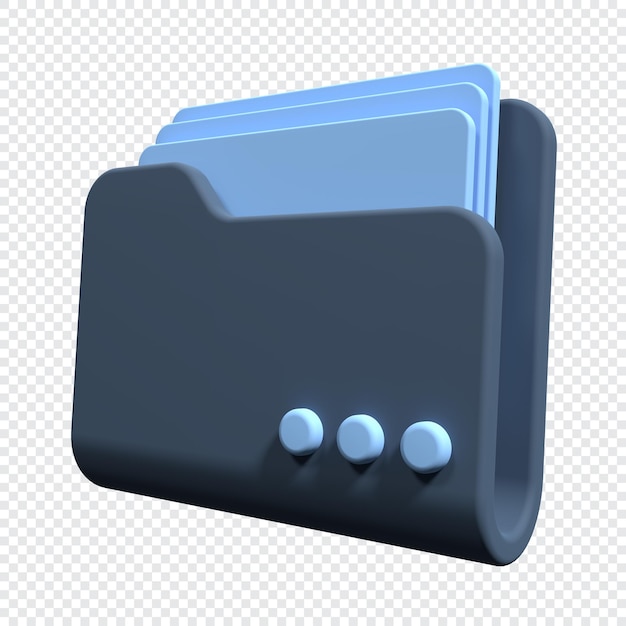 Ilustración de renderizado 3d del icono de carpeta con documento en papel Icono de carpeta de papel simple Icono de carpeta azul fondo aislado Ilustración de renderizado 3d