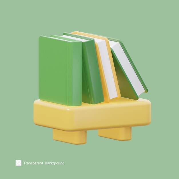 PSD ilustración de renderizado 3d de icono de libros