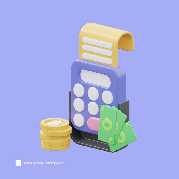 Ilustración de renderizado 3d de icono de pago