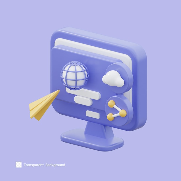 PSD ilustración de renderizado 3d de icono de publicación web