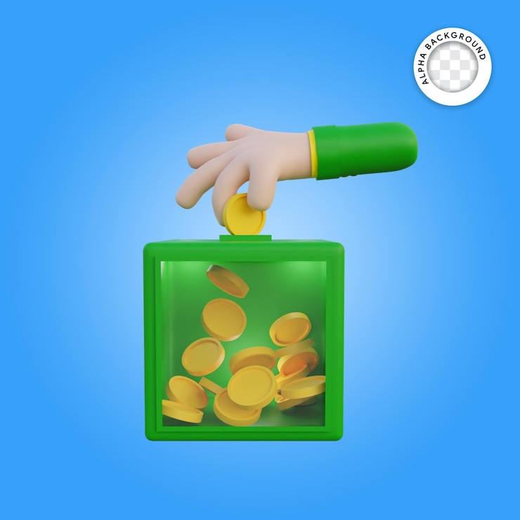 PSD ilustración de renderizado 3d icono de ramadán donación de caridad