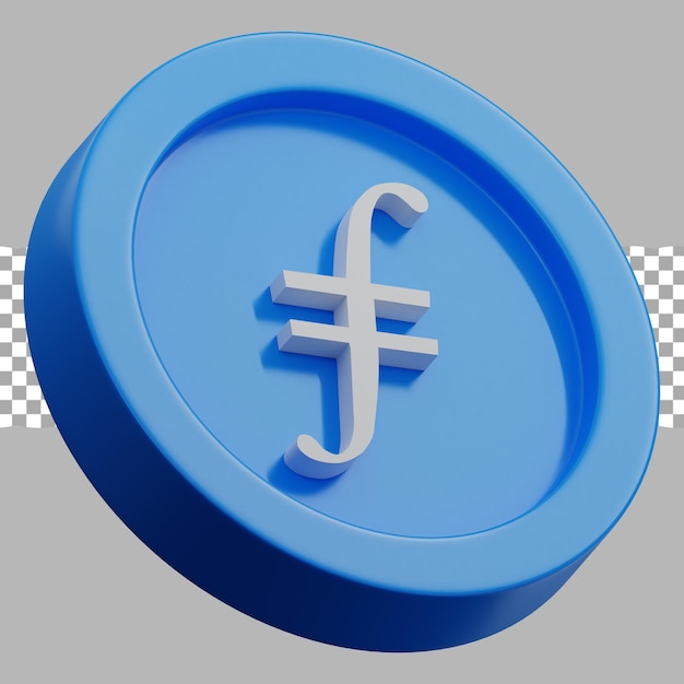 Ilustración de renderizado 3D del logotipo de cripto filecoin