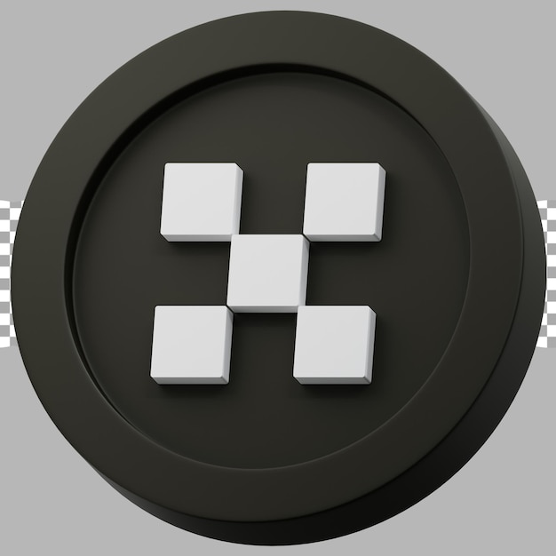 Ilustración de renderizado 3D del logotipo de criptografía de la moneda okb