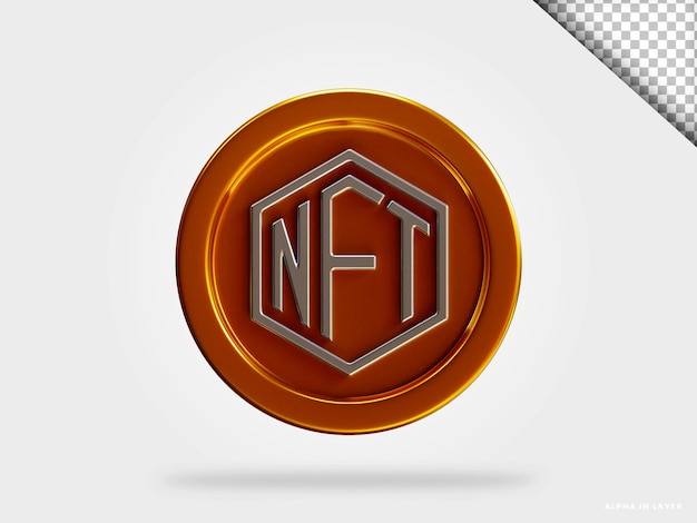 Ilustración de renderizado 3d de moneda NFT