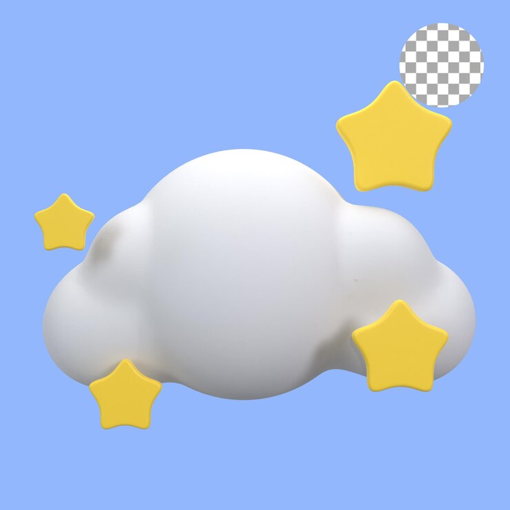 PSD ilustración de renderizado 3d nube y estrella
