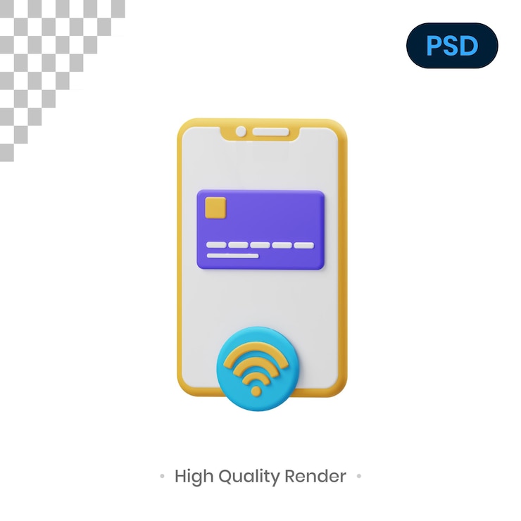 PSD ilustración de renderizado 3d de pago sin contacto premium psd