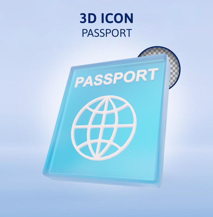 PSD ilustración de renderizado 3d de pasaporte