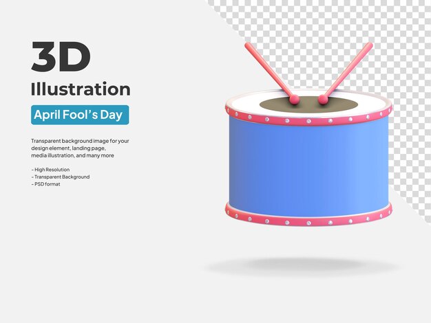 ilustración de renderizado 3d de percusión de tambor