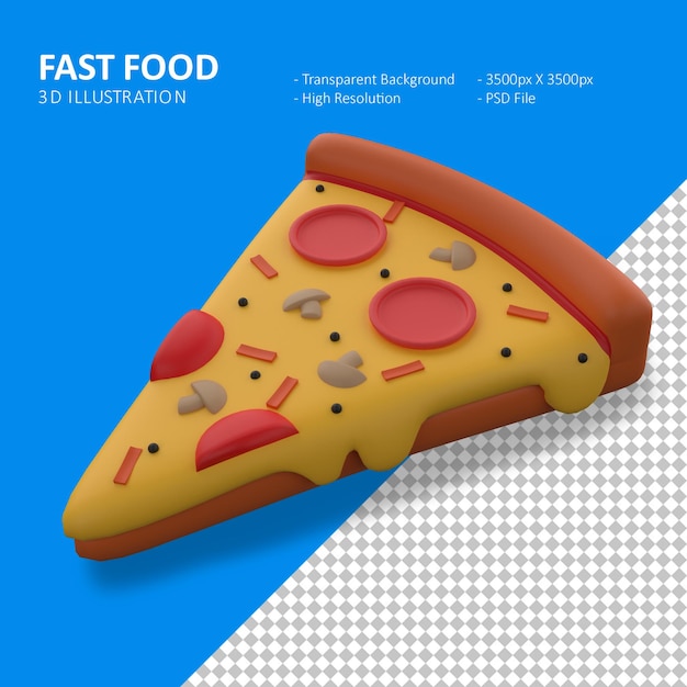 PSD ilustración de renderizado 3d pizza