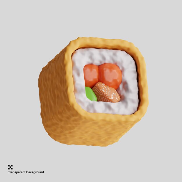 Ilustración de renderizado 3d de rollo de sushi