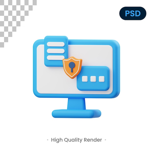 Ilustración de renderizado 3d seguro premium psd