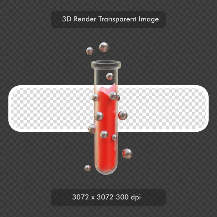 PSD ilustración de renderizado 3d de tubo de ensayo