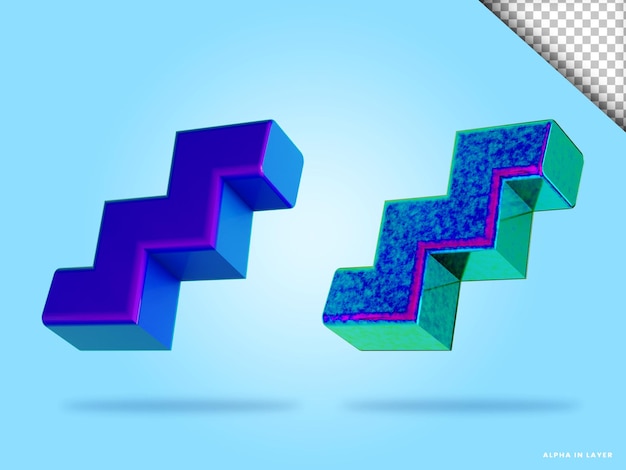 Ilustración de renderizado 3d en zigzag aislado