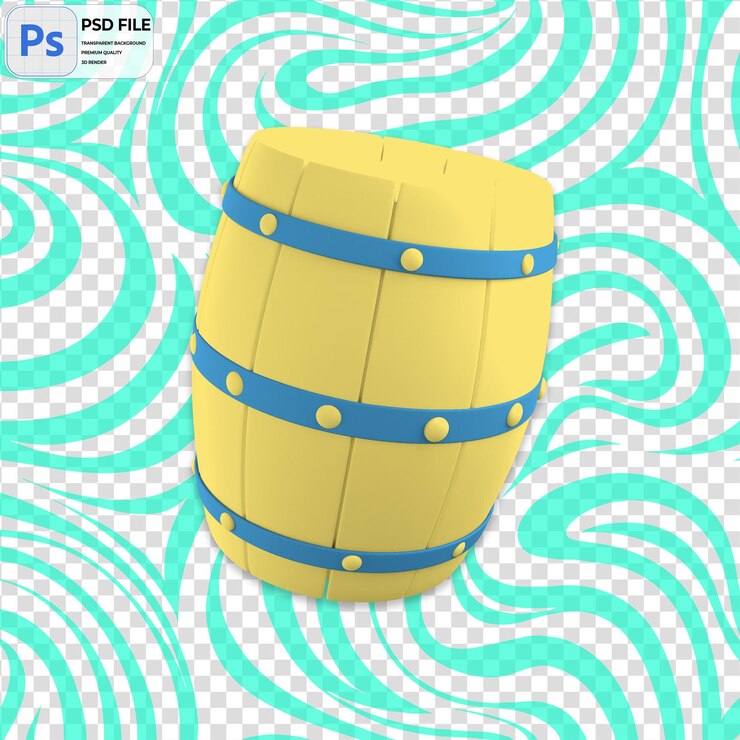 PSD ilustración de renderizado de barril de madera 3d icono aislado png