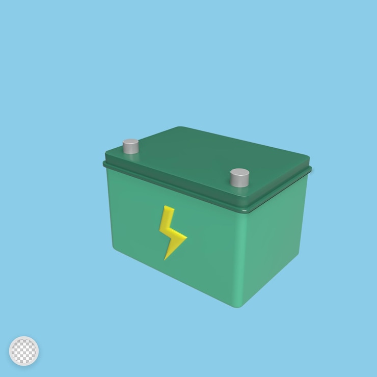 PSD ilustración de renderizado de estilo de dibujos animados de modelo 3d de batería