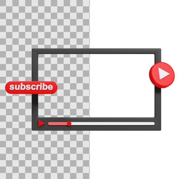 PSD ilustración de renderizado de fotogramas 3d de youtube