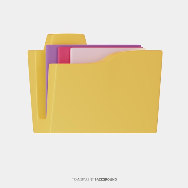 PSD ilustración de renderizado de iconos 3d de carpeta