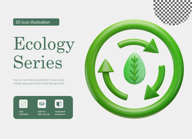 Ilustración renovable ecológica 3D