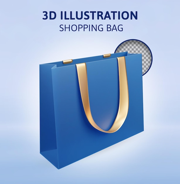 ilustración de representación 3d de bolsa de compras