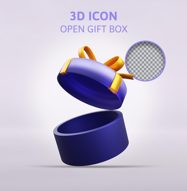 Ilustración de representación 3d de caja de regalo abierta