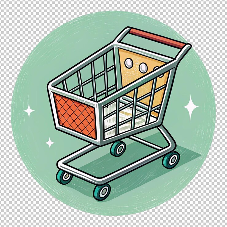 PSD ilustración de representación 3d de la canasta o el carrito de compras en un fondo transparente