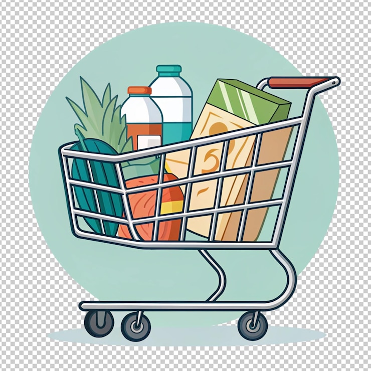 PSD ilustración de representación 3d de la canasta o el carrito de compras en un fondo transparente