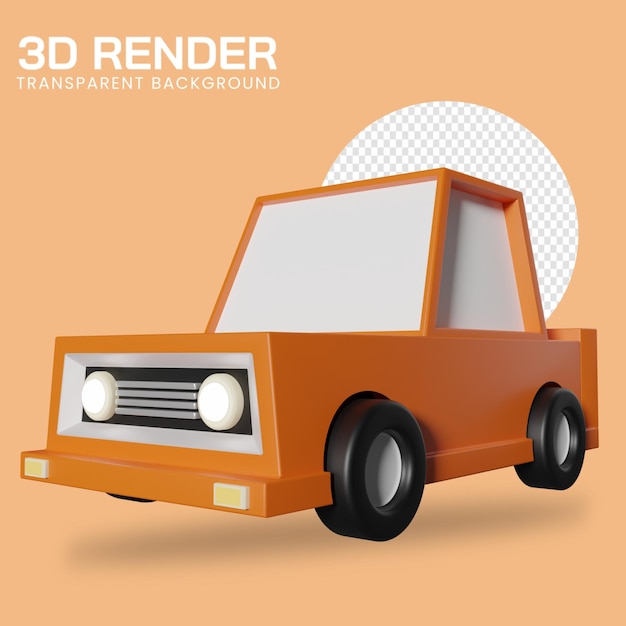 Ilustración de representación 3D de un coche lowpoly