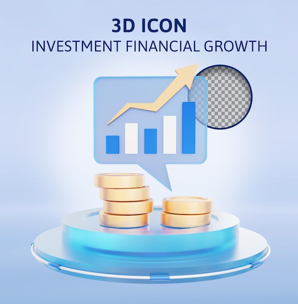 Ilustración de representación 3d de crecimiento financiero de inversión empresarial