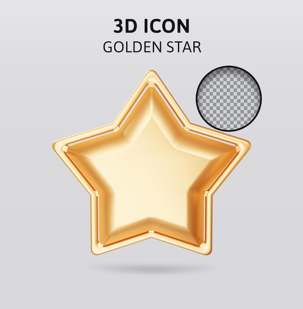 Ilustración de representación 3d de estrella dorada